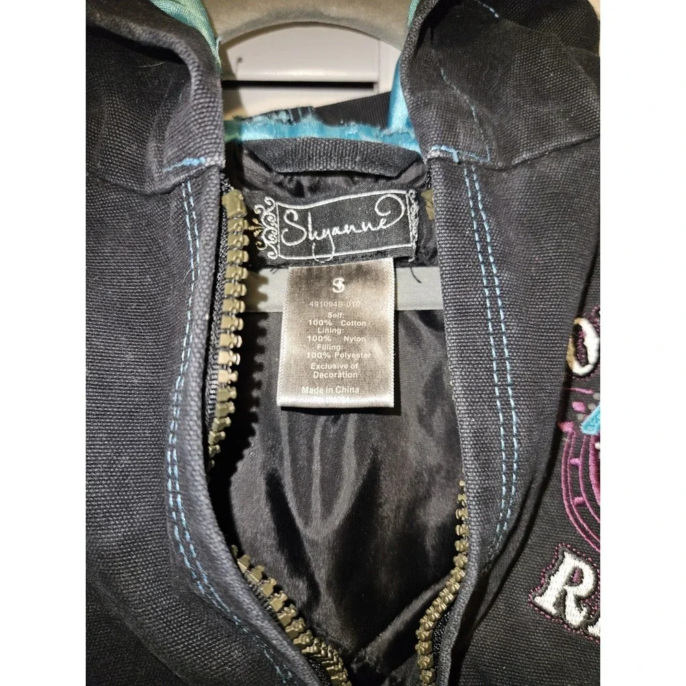 Shyanne Girls Sm‎ Black Aqua Cowgirl Embroidered Horse Lined Rodeo Coat